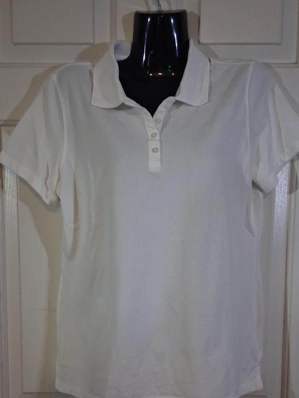 Karen Scott White Short Sleeve Polo Top